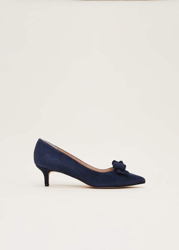 Phase Eight Structured Bow Kitten Heels Navy Australia | YG6518490